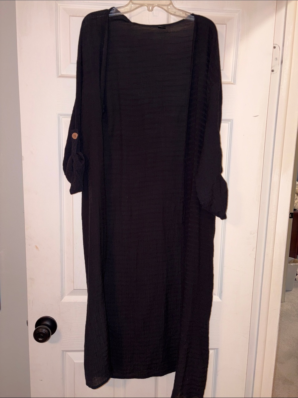 Black Long Open-Front Maxi Dress Cardigan
